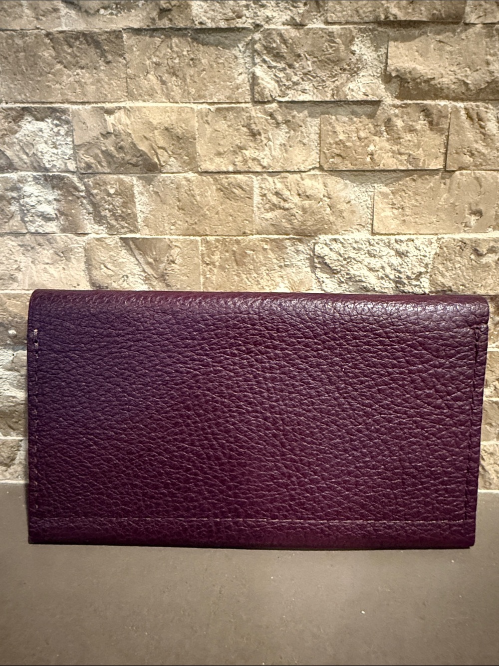 SLG PLG Portland Leather Plum Pebbled Envelope Card Holder Wallet Trifold - Picture 2 of 5